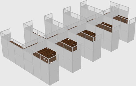 Shared l-shaped cubicle