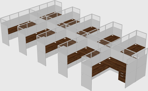Shared l-shaped cubicle