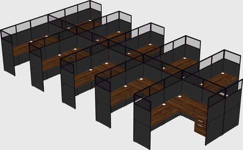 Shared l-shaped cubicle