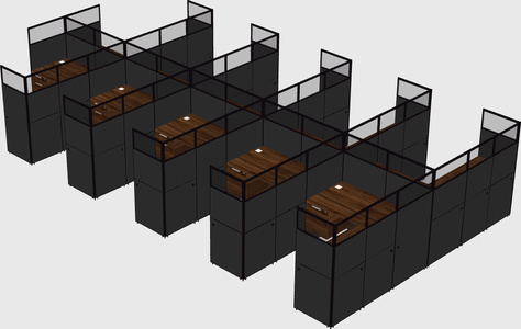 Shared l-shaped cubicle
