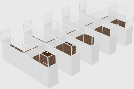Shared l-shaped cubicle