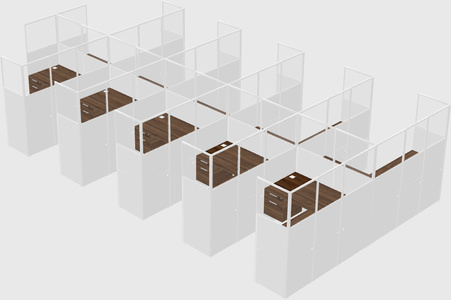 Shared l-shaped cubicle