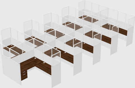 Shared l-shaped cubicle