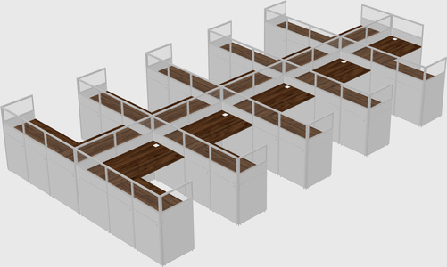 Shared l-shaped cubicle