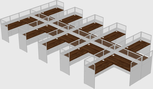 Shared l-shaped cubicle