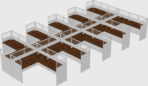 Shared l-shaped cubicle