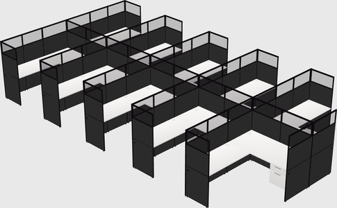 Shared l-shaped cubicle