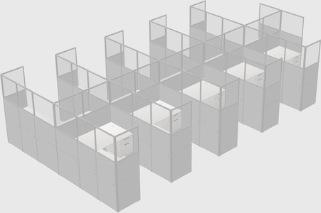 Shared l-shaped cubicle