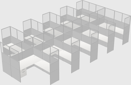 Shared l-shaped cubicle