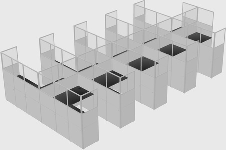Shared l-shaped cubicle