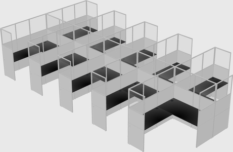 Shared l-shaped cubicle