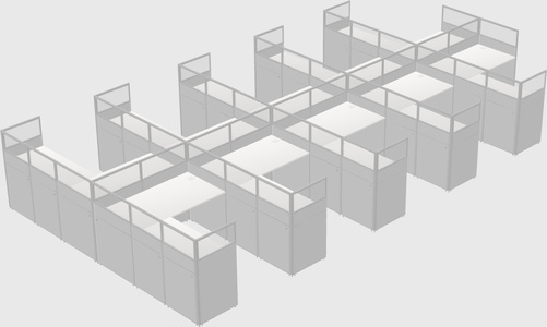 Shared l-shaped cubicle