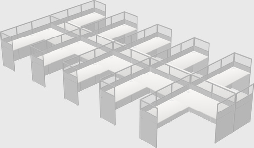 Shared l-shaped cubicle