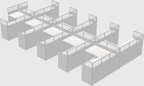 Shared l-shaped cubicle