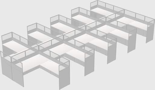 Shared l-shaped cubicle
