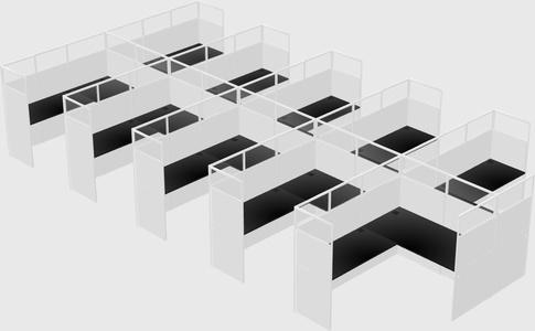 Shared l-shaped cubicle