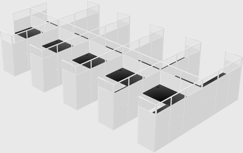 Shared l-shaped cubicle