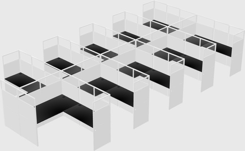 Shared l-shaped cubicle