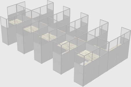 Shared l-shaped cubicle