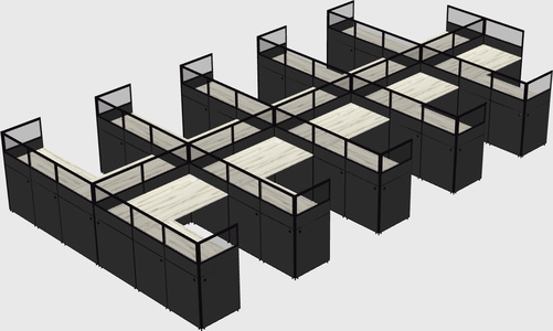 Shared l-shaped cubicle