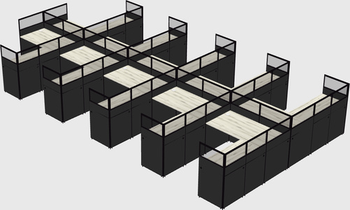 Shared l-shaped cubicle