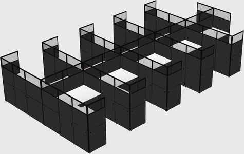 Shared l-shaped cubicle