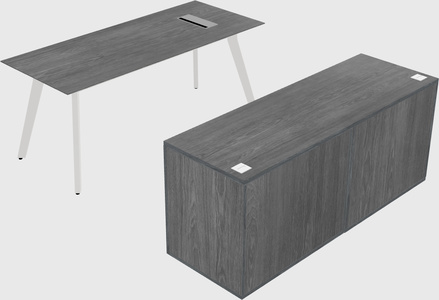 Parallel desk with credenza