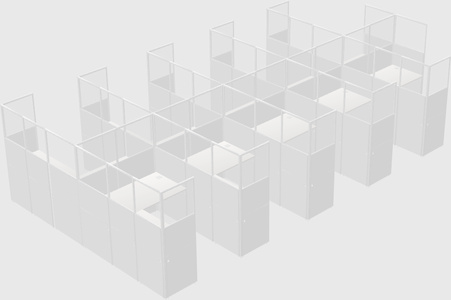 Shared l-shaped cubicle