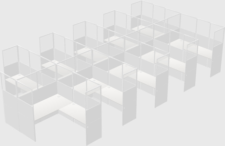 Shared l-shaped cubicle