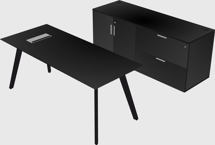 Parallel desk with credenza