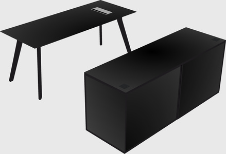 Parallel desk with credenza