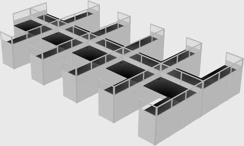 Shared l-shaped cubicle