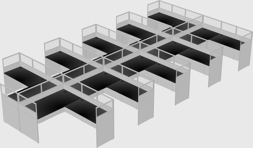 Shared l-shaped cubicle