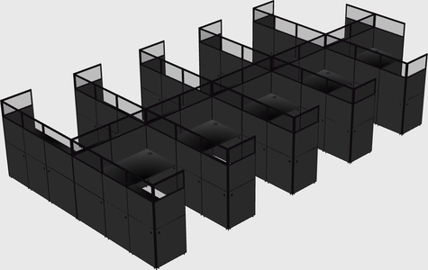 Shared l-shaped cubicle