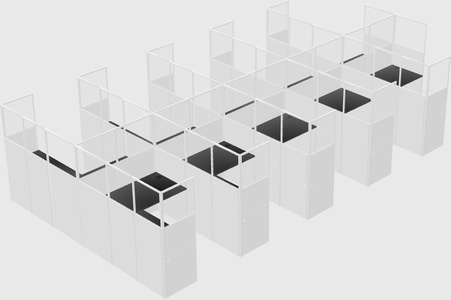 Shared l-shaped cubicle