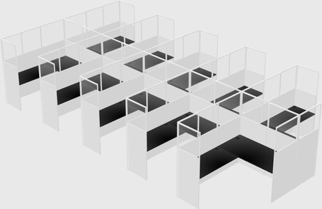 Shared l-shaped cubicle