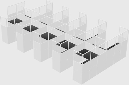 Shared l-shaped cubicle