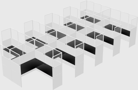 Shared l-shaped cubicle