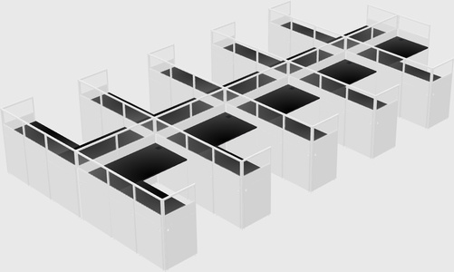 Shared l-shaped cubicle