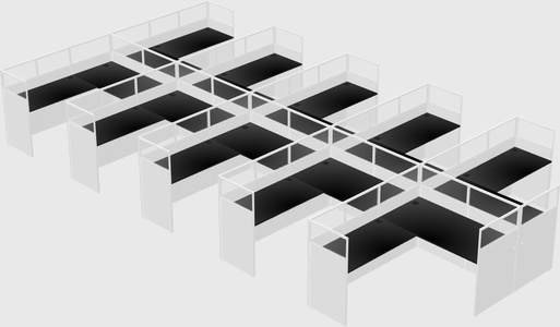 Shared l-shaped cubicle