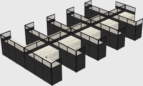 Shared l-shaped cubicle