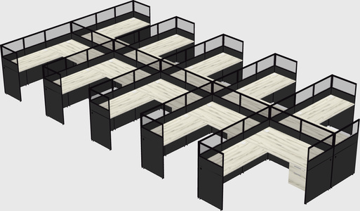 Shared l-shaped cubicle