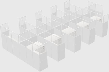 Shared l-shaped cubicle