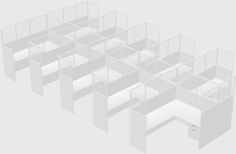 Shared l-shaped cubicle