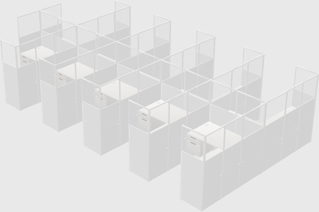 Shared l-shaped cubicle