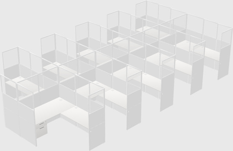 Shared l-shaped cubicle