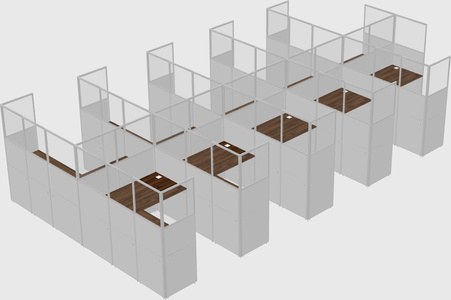Shared l-shaped cubicle