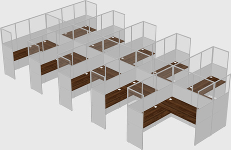 Shared l-shaped cubicle