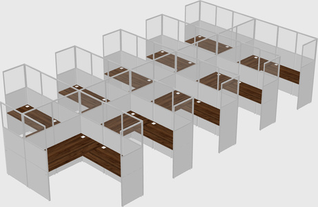 Shared l-shaped cubicle