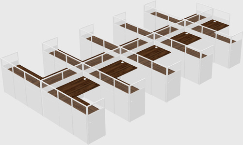 Shared l-shaped cubicle